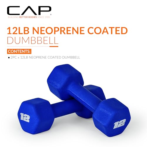 CAP Barbell Neoprene Dumbbell Weights, 12 lb Pair, Admiral Blue - Image 2