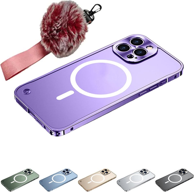 cheekyglo Aluminumalloy Frame Magnetic Charging for iPhone Case, Metal Frame Magnetic Charging for iPhone Case, for iPhone 13/14 Pro Max Case with Screen Protector (Purple,for iPhone 14 Pro Max) - Image 1