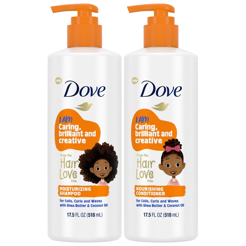 Dove Shampoo and Conditioner Set - Love Collection, Curly , Kids, Wavy Hair Products 17.5 Oz (2 Piece Set) - Image 1