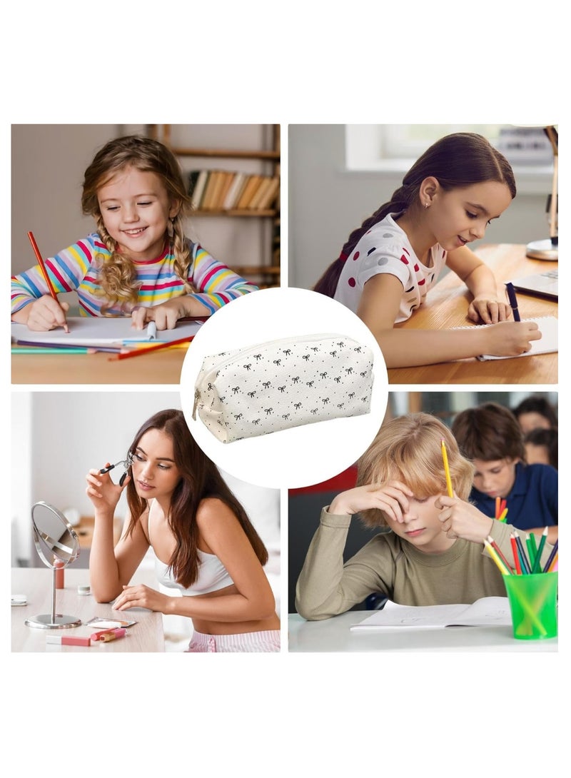 Pen Pouch - Pencil Case Pouch | Ziplock Bag Aesthetic Bow Pattern Stationery Portable Large Capacity Boxes for Classroom Teen Kids College Girls Travel Crafts - Image 5