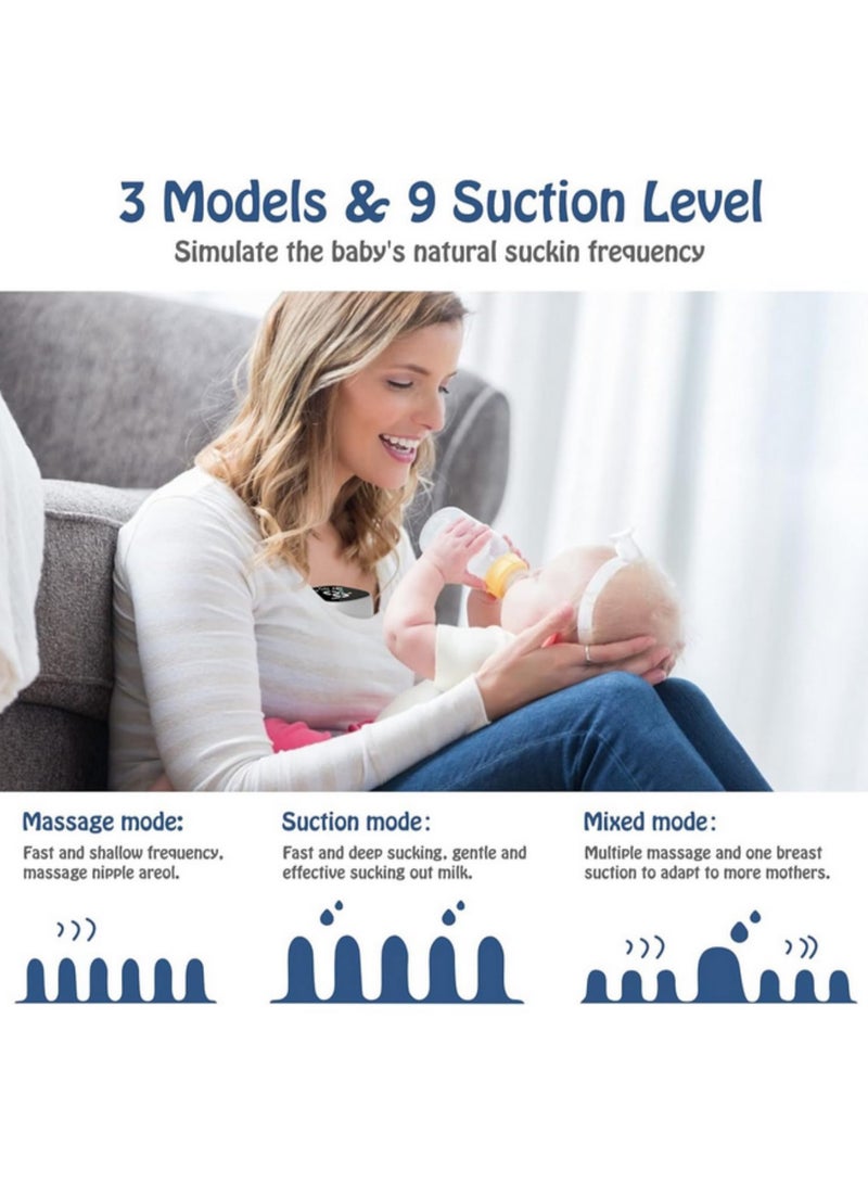 180ml Wearable Electric Breast Pump 3 Modes, 9 Levels, Wireless, BPA-Free, Portable, 24mm Flange, 3 Sizes, Quiet (<45db) for Baby Feeding (QY-101) - Image 5