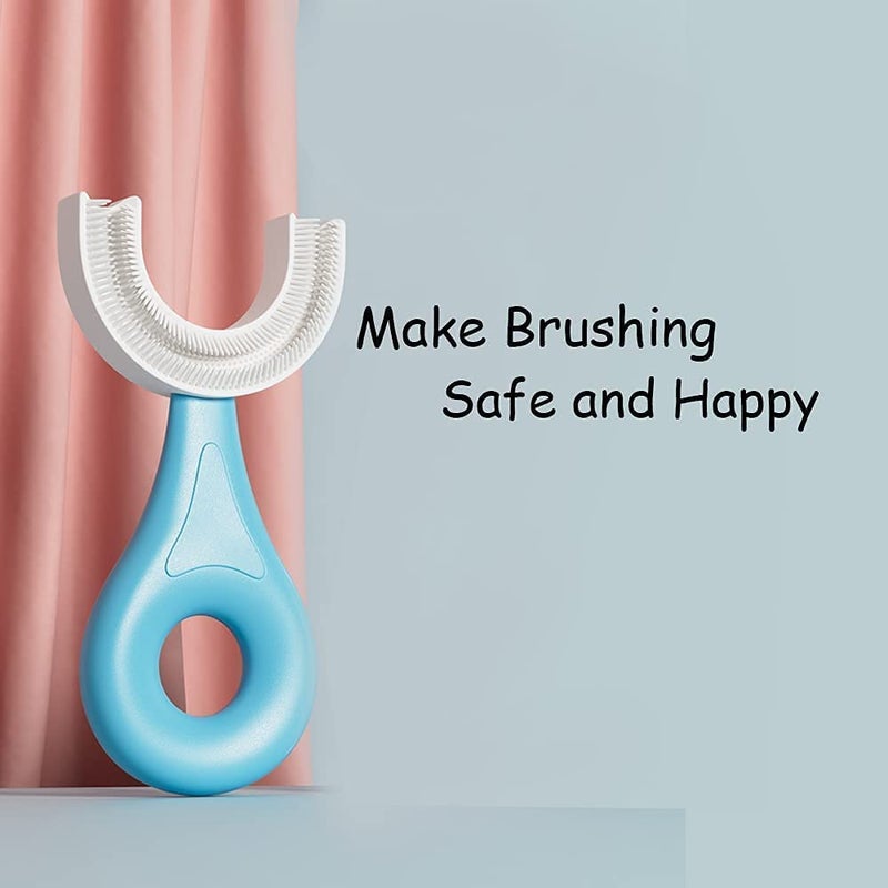 Anasis Toothbrush for Kids with U Shaped Silicone Brush Head for 360 Degree Cleaning Suitable For 2-6 Years, Manual, Heart Design, Multicolor (1) - Image 3
