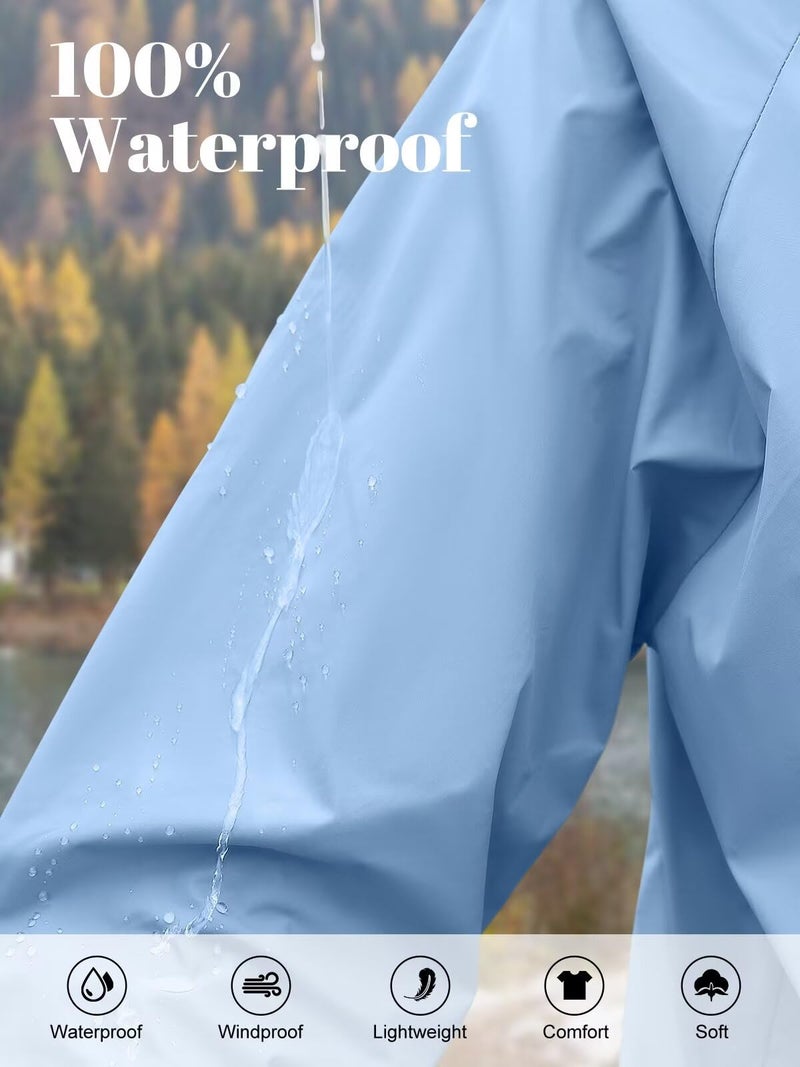 PITINAN Windbreaker Jacket Women Waterproof Jackets For Women Lightweight Packable Womens Rain Jacket With Hood For Golf Hiking Travel Summer Blue XL - Image 4
