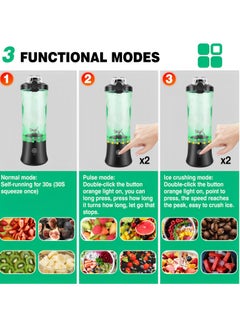 Perfin Portable Blender Personal Blender - Kitchen 21oz USB Rechargeable 2000mAh Large Battery with 6 Blades for Smoothies Shakes Baby Food and Proteins - Full-Size Appliances (Black)  - Image 4