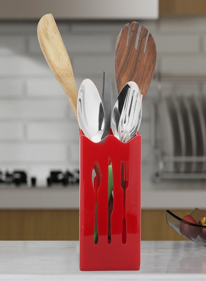 BARCROCK Acrylic Cutlery Holder Cutlery Stand with Cutlery Cutout Self Draining Tableware Storage Box-Spoon/Knife/Fork/Chopstick Kitchen Organizer for Dining Table Spoon Stand - Image 1