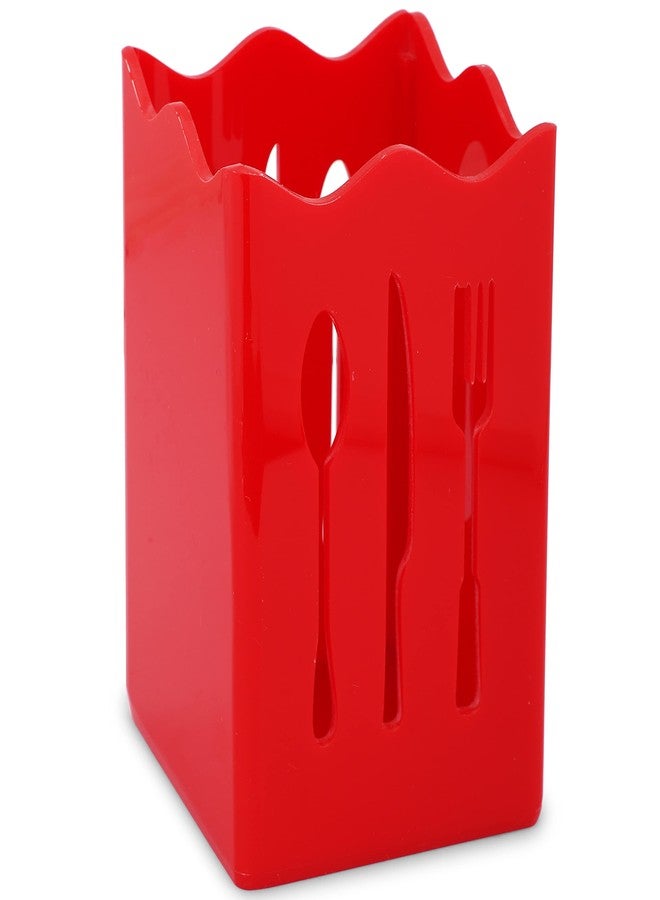 BARCROCK Acrylic Cutlery Holder Cutlery Stand with Cutlery Cutout Self Draining Tableware Storage Box-Spoon/Knife/Fork/Chopstick Kitchen Organizer for Dining Table Spoon Stand - Image 3