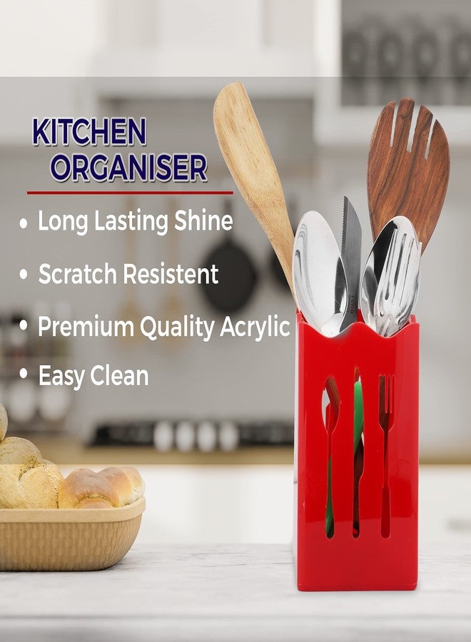 BARCROCK Acrylic Cutlery Holder Cutlery Stand with Cutlery Cutout Self Draining Tableware Storage Box-Spoon/Knife/Fork/Chopstick Kitchen Organizer for Dining Table Spoon Stand - Image 5