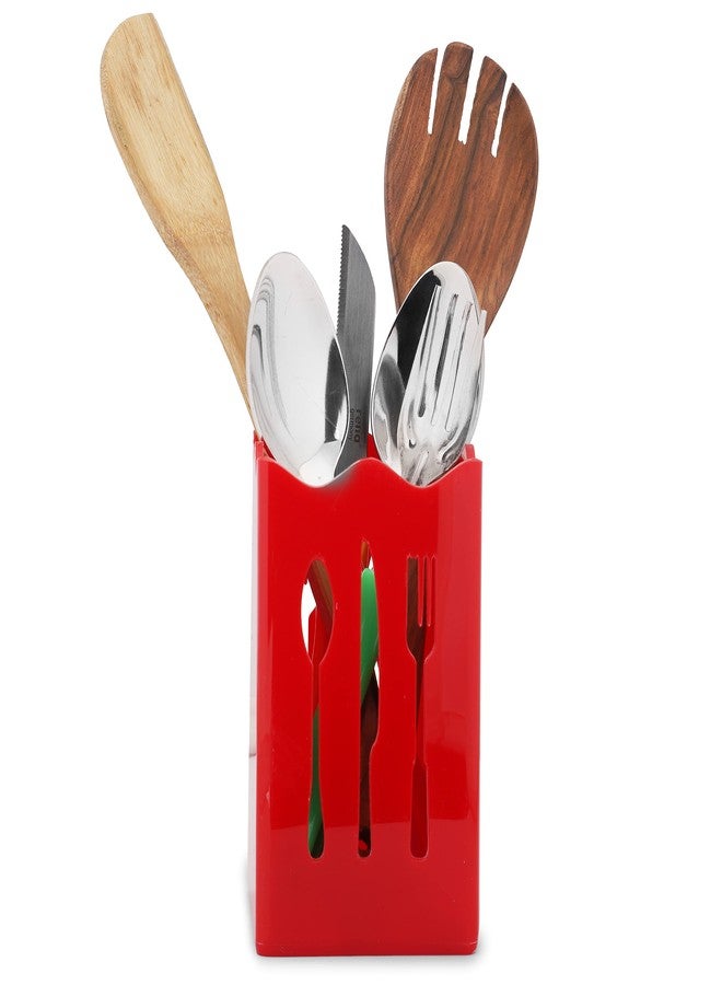BARCROCK Acrylic Cutlery Holder Cutlery Stand with Cutlery Cutout Self Draining Tableware Storage Box-Spoon/Knife/Fork/Chopstick Kitchen Organizer for Dining Table Spoon Stand - Image 4