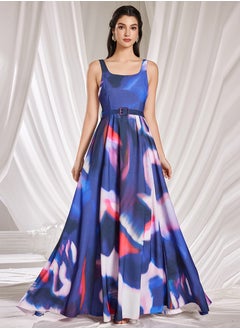 Madam Uniq Fashionable Sleeveless Multicolor Printed Long Dress Gown  - Image 1