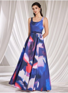 Madam Uniq Fashionable Sleeveless Multicolor Printed Long Dress Gown  - Image 3