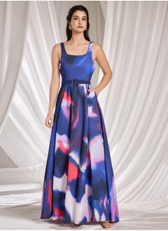 Madam Uniq Fashionable Sleeveless Multicolor Printed Long Dress Gown  - Image 5