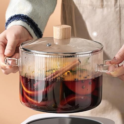 bellemax 1200ML Glass Casserole Deep Round - Oven and Microwave Safe Serving Bowl with Glass Lid (1200ML - Handel, Set of 2) - Image 2