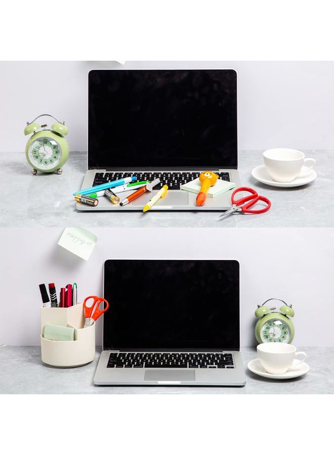 EDENMS Desk Pencil Pen Holder, 3 Slots 360-Degree Spinning Pencil Pen Desk Organizers, Desktop Storage Pen Organizers Stationery Supplies, Cute Pencil Cup Pot for Office, School, Art Supply, Kids - White - Image 4