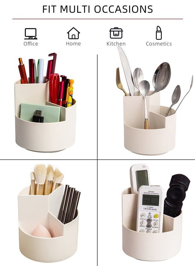 EDENMS Desk Pencil Pen Holder, 3 Slots 360-Degree Spinning Pencil Pen Desk Organizers, Desktop Storage Pen Organizers Stationery Supplies, Cute Pencil Cup Pot for Office, School, Art Supply, Kids - White - Image 5