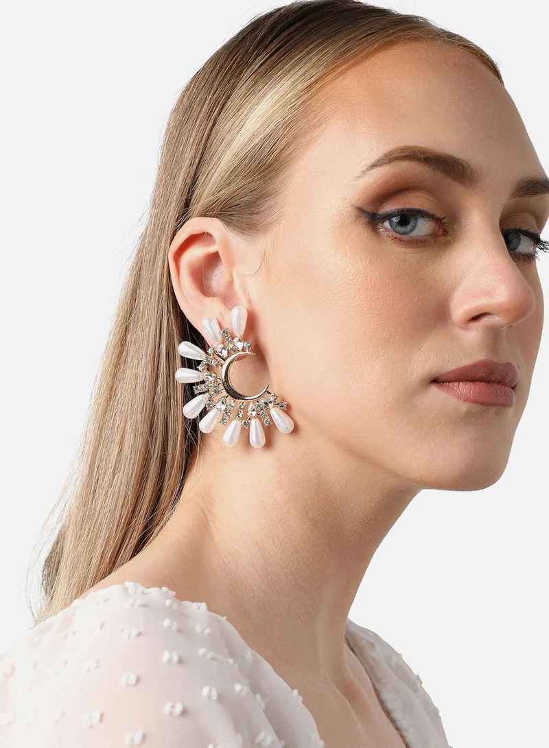 سوهي مسمار مصمم للحفلات مطلي بالذهب من الحجر واللؤلؤ