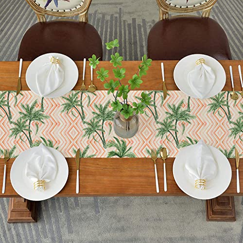 homewards Digitally Printed Pink Palm Tree Table Runner Size 13X72 inches - Image 4