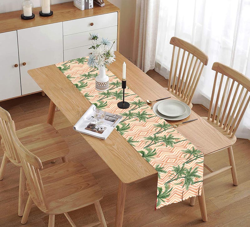 homewards Digitally Printed Pink Palm Tree Table Runner Size 13X72 inches - Image 2