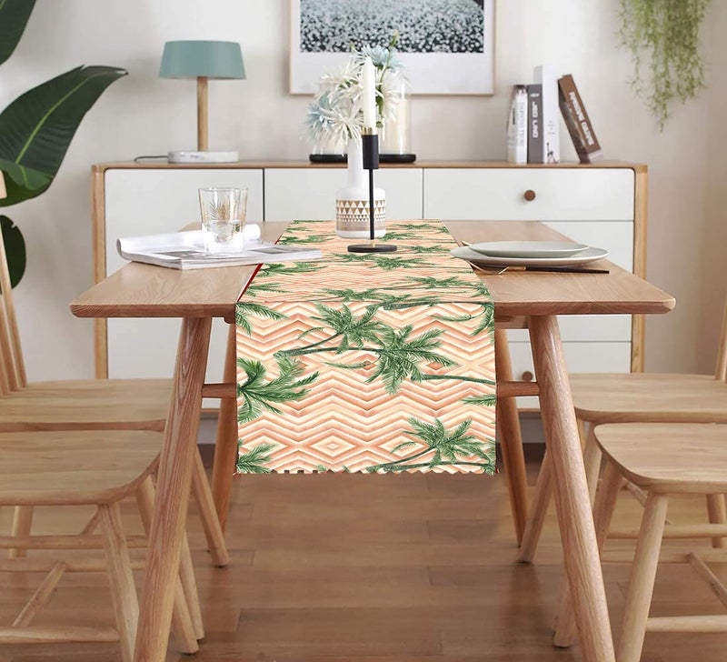 homewards Digitally Printed Pink Palm Tree Table Runner Size 13X72 inches - Image 3