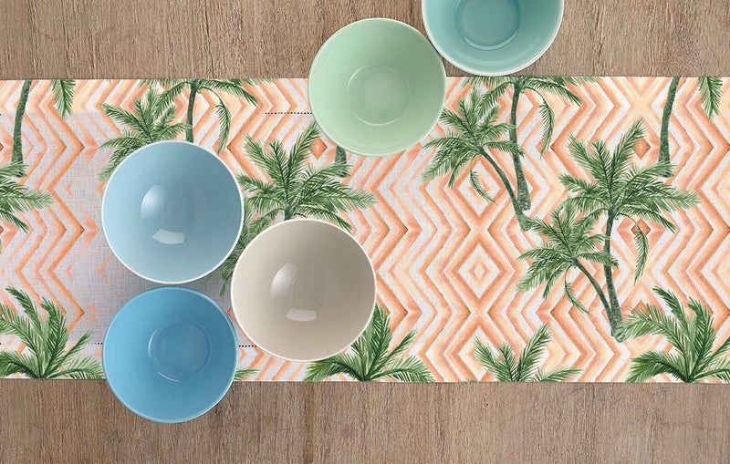 homewards Digitally Printed Pink Palm Tree Table Runner Size 13X72 inches - Image 5