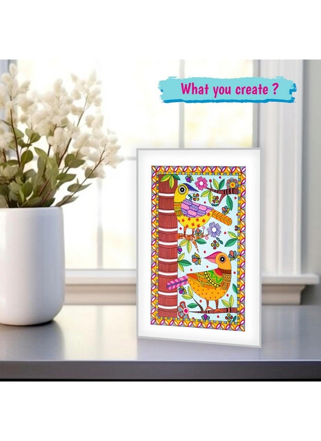 Lighthouse - LIGHTHOUSE Madhubani Folk Art Print, Indian Art Forms-Arts and Craft DIY Kit, 3 Fun Activity DIY for Girls Kids & Boys Multicolor - Image 1