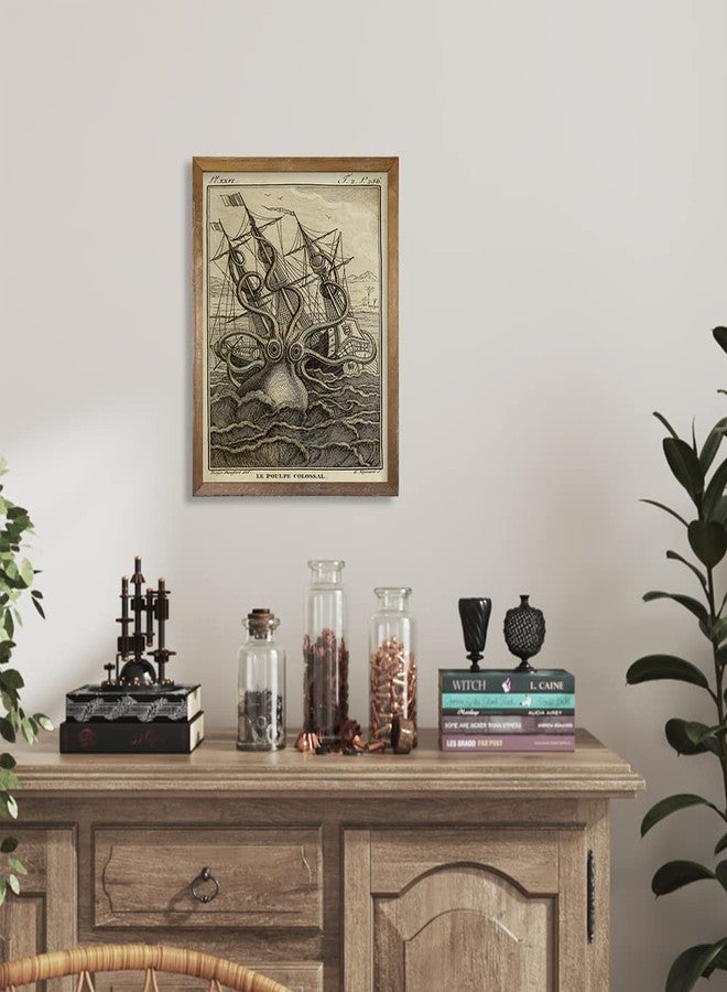 YUMKNOW Vintage Steampunk Octopus Wall Decor - Pirates Kraken Pictures Wall Art - Retro Kitchen Bathroom Poster - Goth Room Decor - Gothic Decor - Lake Beach House Art Print - Nautical, Lovecraft, Mermaid - Image 5