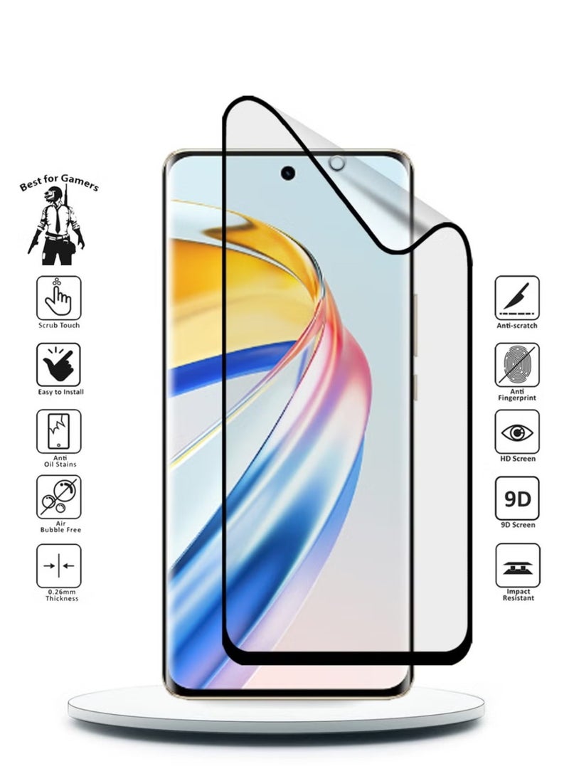 فيلم سيراميك لهاتف Honor X9B واقي شاشة مضاد للتوهج ومضاد لبصمات الأصابع بتقنية اللمس ثلاثي الأبعاد، سطح غير لامع، فيلم نانو سيراميك لهاتف Honor X9B شفاف/أسود - Image 2