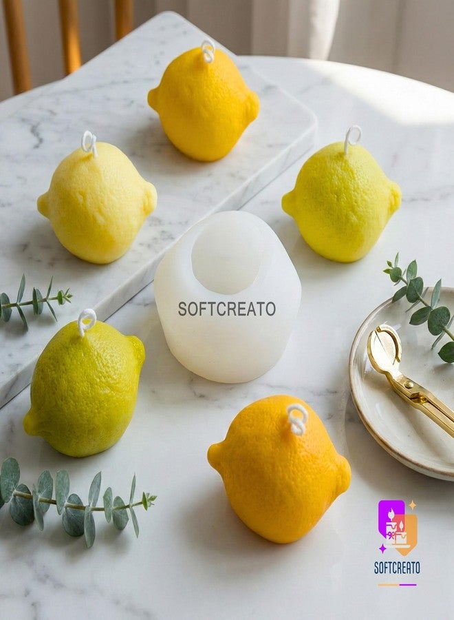 SOFTCREATO Lemon Candle Mould Silicone for Candle Making | 3D Fruit Wax Melt Mold Big Size | Decorative Citrus Soap Resin Bath Bomb Aromatherapy DIY Craft Mould - Image 4