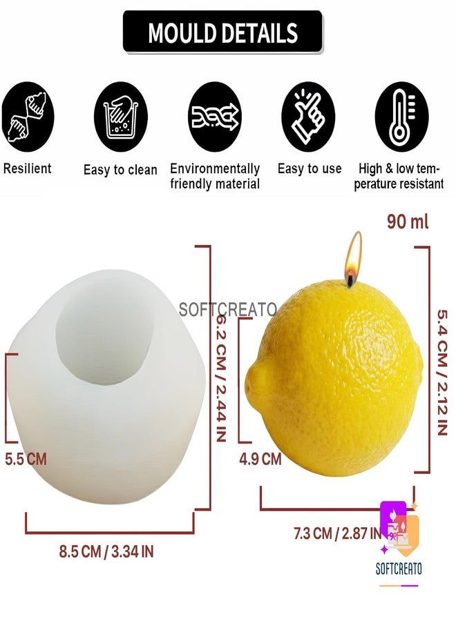 SOFTCREATO Lemon Candle Mould Silicone for Candle Making | 3D Fruit Wax Melt Mold Big Size | Decorative Citrus Soap Resin Bath Bomb Aromatherapy DIY Craft Mould - Image 3