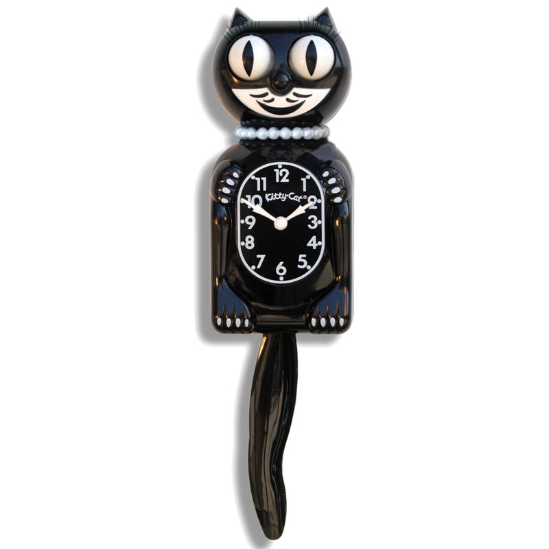 Black Miss KittyCat Clock Classic Black 32cm from tip of The Tail to The top of The Ears Classic