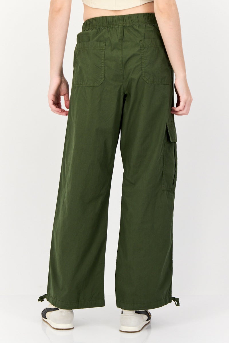 Aerie Women Regular Fit Solid Cargo Pants,Dark Olive - Image 2
