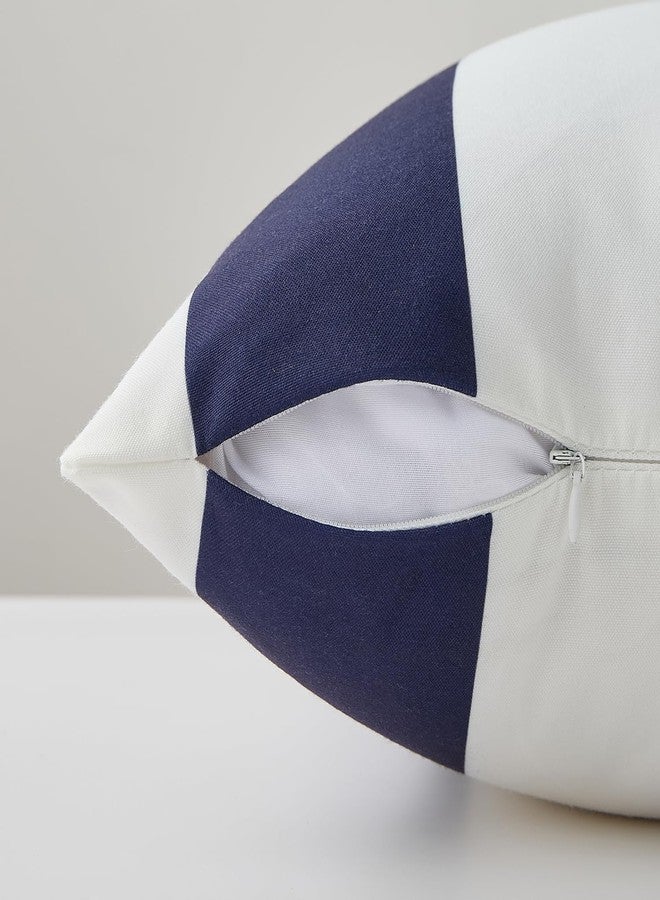 Allorry Outdoor Pillow Covers 18x18 Set of 2 Navy Blue Striped Decoration Throw Pillow Covers for Spring Summer Outdoor Waterproof Garden Patio Furniture Sofa Bed Home Decor JB007-D18 - Image 2