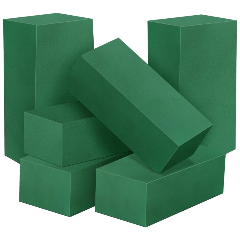 6 Pcs Floral Foam Blocks for Flower Arrangement Wet and Dry Green Floral Foam for Wedding Birthdays Home Decorations Small Size 55 L x 31 W x 17 H