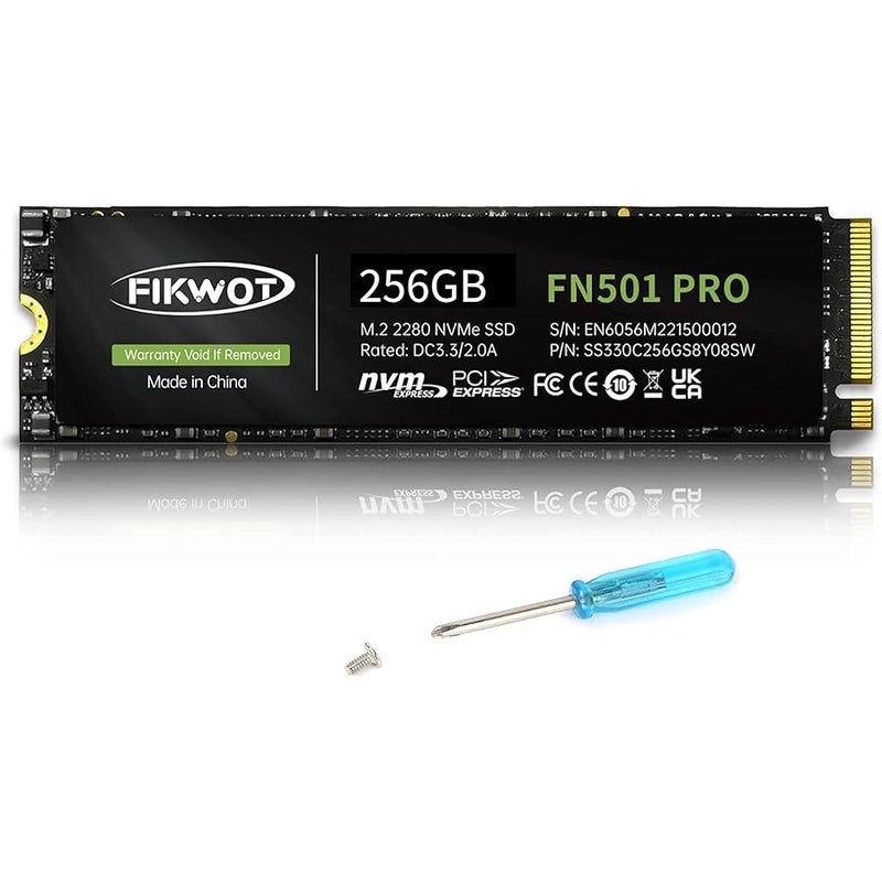 Fikwot FN501 Pro 256GB SSD, M.2 2280 PCIe Gen3x4 NVMe Internal SSD, Up to 3,000MB/s, SLC Cache 3D NAND TLC, Internal Solid State Drive for PC Enthusiasts and Gamers - Image 1