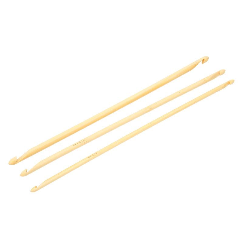 3Pcs Crochet Hook Set Assorted Size Double Ended Anti Slip Bamboo Tunisian Crochet Hooks for Knitting Sewing - Image 2