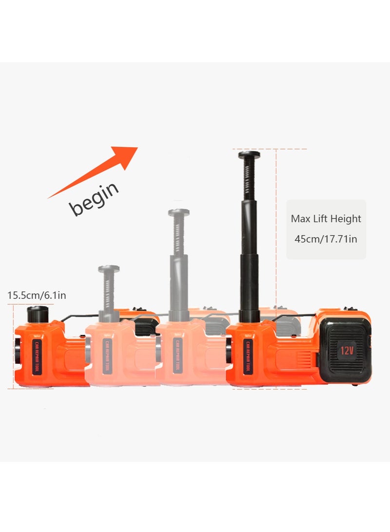 Gasin 5 Ton 12V Electric Hydraulic Car Jack with Built-in Air Pump & Safety Hammer, Heavy Duty Tire Inflator & Lifting Kit in Portable Case - Image 2
