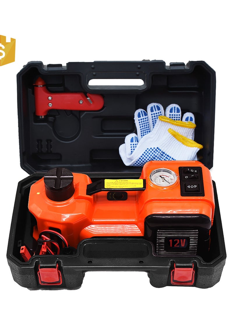 Gasin 5 Ton 12V Electric Hydraulic Car Jack with Built-in Air Pump & Safety Hammer, Heavy Duty Tire Inflator & Lifting Kit in Portable Case - Image 1