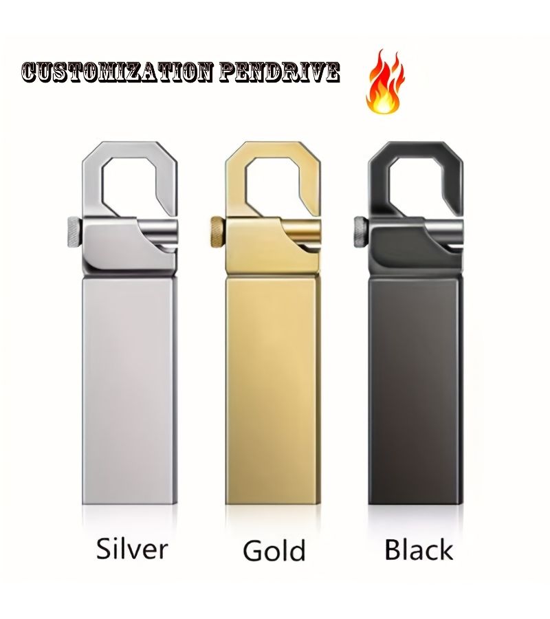Golden Metal USB 2.0 Flash Drive 4GB Keychain Pen Drive Storage - Image 4