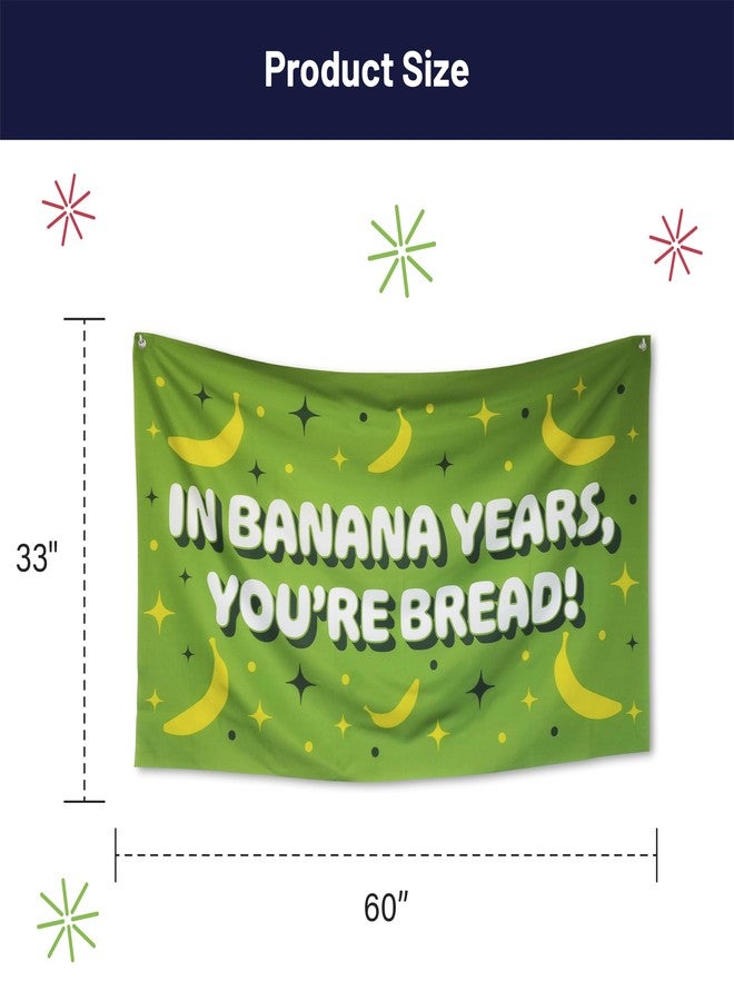 GOOFBALLS Funny Happy Birthday Banner 60" x 33" – Hilarious Party Decoration for Adults, Gag Gift Décor for Him or Her – Sarcastic, Bold & Reusable Sign -Banana Years - Image 2