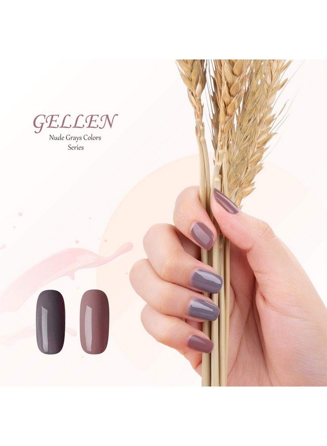 Gellen - Gel Nail Polish Kit Nude Grays Gel Polish Set Neutral 6 Colors Soak Off Uv Nail Gel Polish Home Salon Gel Manicure Kit - Image 1