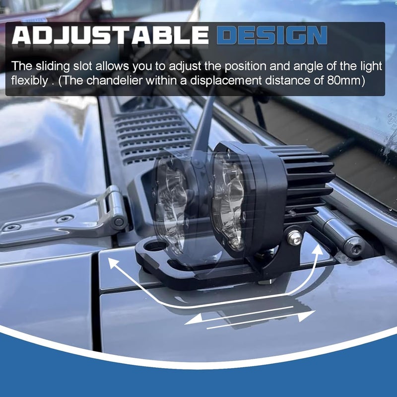 ADTOPI JL Cowl Light Mount Bracket for Jeep Wrangler - Image 4