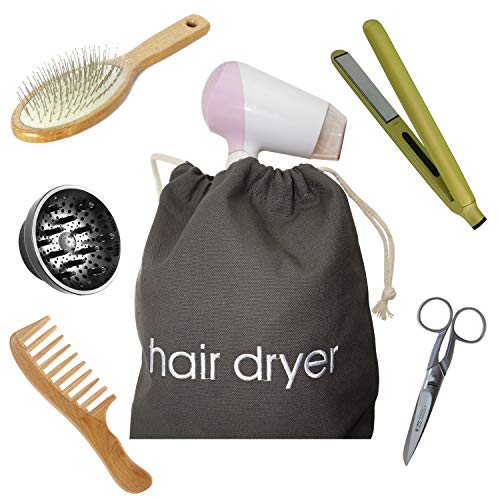 IFAMIO Hair Dryer Bag Cotton Drawstring Hairdryer Storage Container for Makeup Tools, Straightener 11.8 X 13.8 Inch Travel Cotton Organizer Cover for Home, Hotel - Image 3
