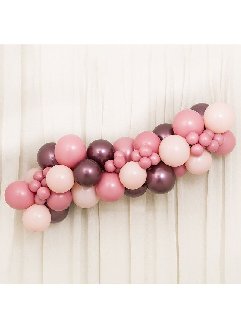 Balloonking Balloon Garland Rosewood Pink Burgundy Chrome DIY 54-Pack - Image 1