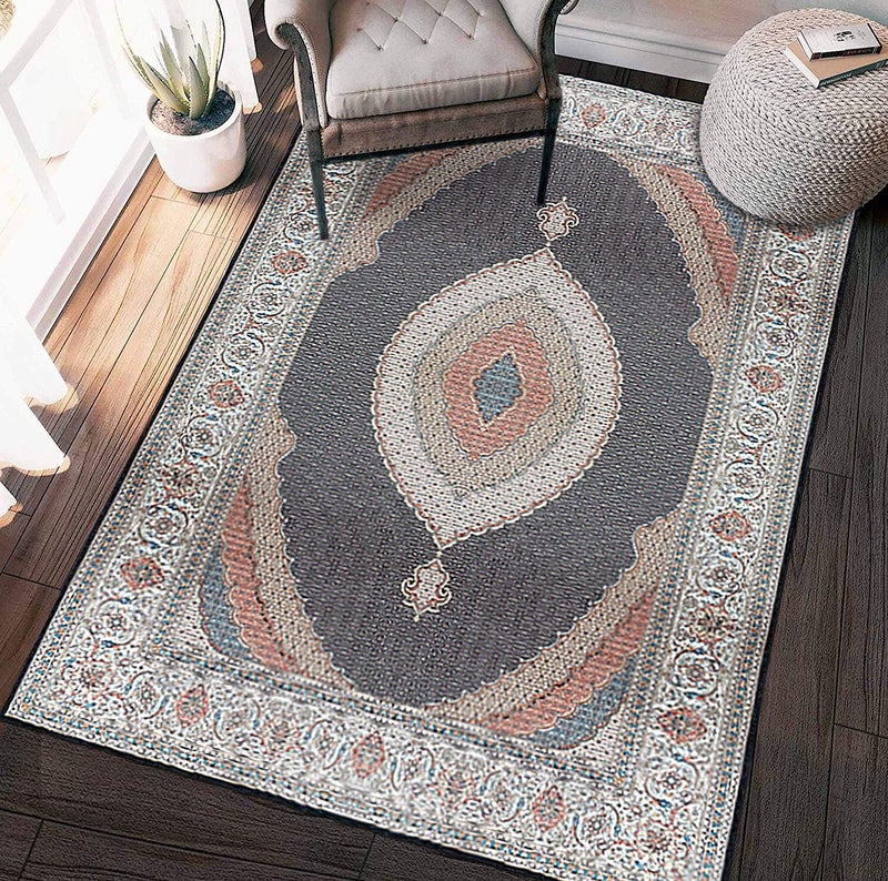 Status Contract Premium Ice Silk Velvet Touch Persian, Kashmiri, Vintage, Runner Rug with Anti Slip Backing for Floor Carpet for Home Living Room, Hall, Office, Kids Room (4 x 6 Ft.) - Image 1