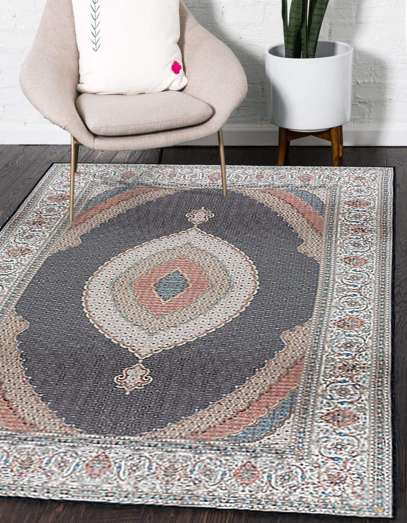 Status Contract Premium Ice Silk Velvet Touch Persian, Kashmiri, Vintage, Runner Rug with Anti Slip Backing for Floor Carpet for Home Living Room, Hall, Office, Kids Room (4 x 6 Ft.) - Image 4