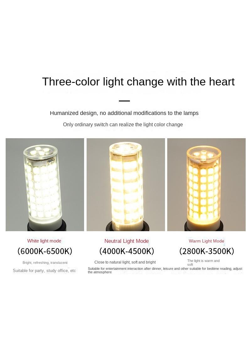 2-Pieces Screw Energy-Saving Light Bulbs Small Screws Refrigerator Light Bulbs Led Corn Light Beads White E14 12W - Image 3