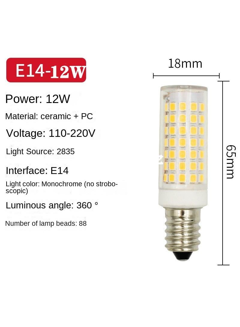 2-Pieces Screw Energy-Saving Light Bulbs Small Screws Refrigerator Light Bulbs Led Corn Light Beads White E14 12W - Image 2
