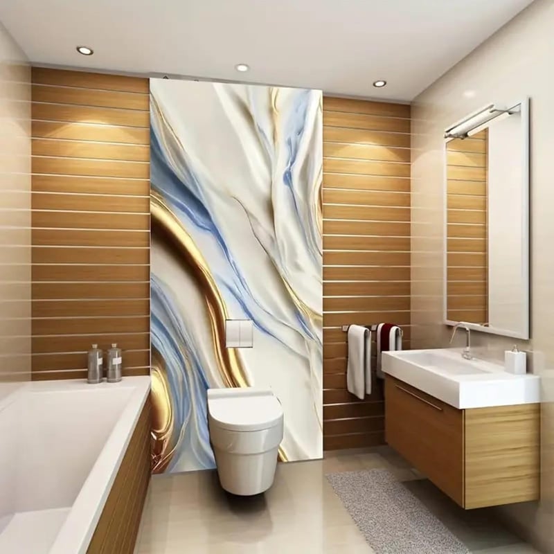 REZOVA Premium Waterproof DIY Wallpaper & Wall Stickers for Home & Kitchen Countertop Furniture | Oil Proof Kitchen Stickers | Size(60x200cm) (Ocean Gold) - Image 2