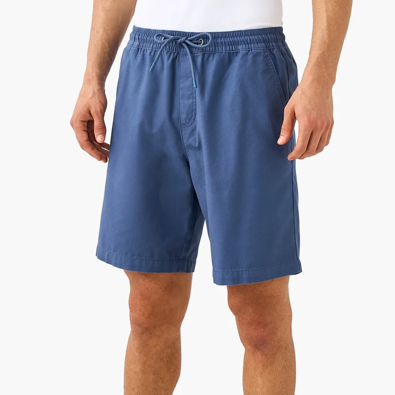 Regular Fit Shorts with Flexi Waist and Pockets