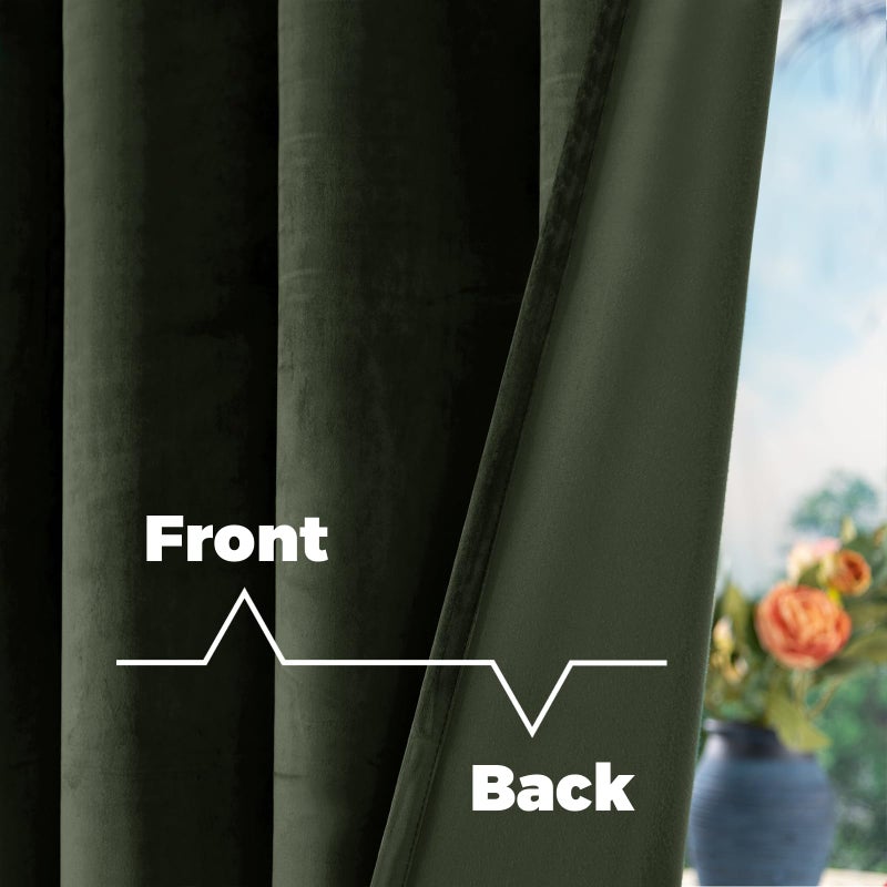 BGment Olive Green Velvet Curtains 78 Inches Long for Bedroom, Super Soft Thermal Insulated Blackout Velvet Curtains Noise Reduce Back Tab Rod Pocket Drapes for Living Room, 2 Panels, 52 x 78 Inch - Image 4