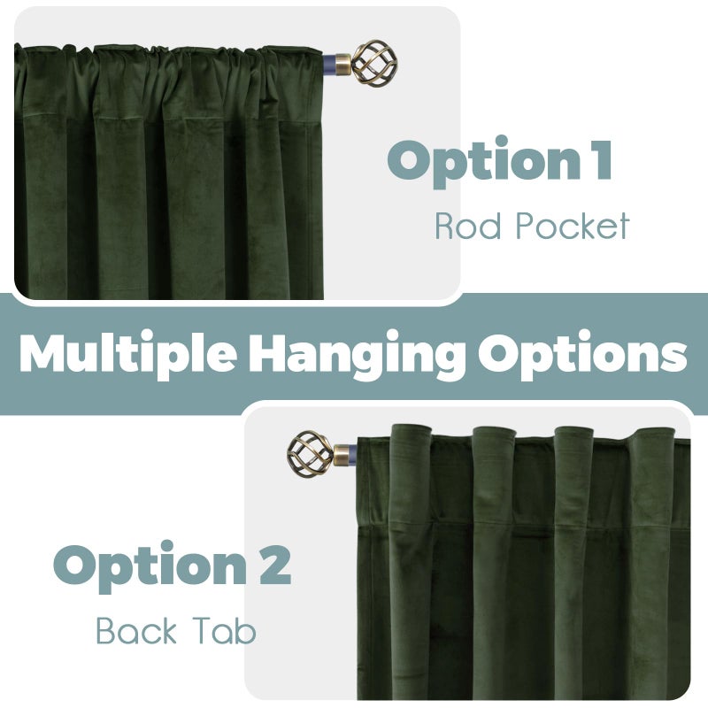 BGment Olive Green Velvet Curtains 78 Inches Long for Bedroom, Super Soft Thermal Insulated Blackout Velvet Curtains Noise Reduce Back Tab Rod Pocket Drapes for Living Room, 2 Panels, 52 x 78 Inch - Image 3